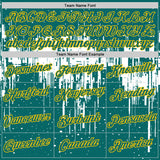 Custom Teal White-Yellow Dripping Splatter Paint Performance T-Shirt