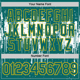 Custom Teal White-Yellow Dripping Splatter Paint Performance T-Shirt