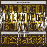 Custom Brown White-Yellow Dripping Splatter Paint Performance T-Shirt