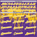 Custom Purple Yellow-White Dripping Splatter Paint Performance T-Shirt