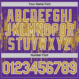 Custom Purple Old Gold-White Dripping Splatter Paint Performance T-Shirt