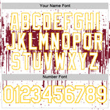 Custom White Crimson-Yellow Dripping Splatter Paint Performance T-Shirt