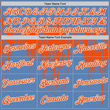 Custom Light Blue Orange-White Dripping Splatter Paint Performance T-Shirt