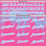 Custom Pink Light Blue-White Dripping Splatter Paint Performance T-Shirt