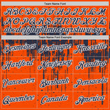 Custom Orange Navy-White Dripping Splatter Paint Performance T-Shirt