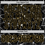 Custom Black White Gray-Old Gold Abstract Network Crackle Performance T-Shirt