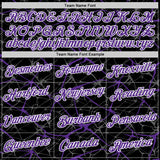 Custom Black Purple Gray-White Abstract Network Crackle Performance T-Shirt