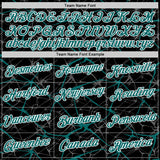 Custom Black Teal Gray-White Abstract Network Crackle Performance T-Shirt