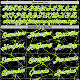 Custom Black Neon Green Gray-White Abstract Network Crackle Performance T-Shirt