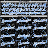 Custom Black Powder Blue Gray-White Abstract Network Crackle Performance T-Shirt
