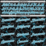 Custom Black Panther Blue Gray-White Abstract Network Crackle Performance T-Shirt