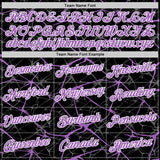 Custom Black Medium Purple Gray-White Abstract Network Crackle Performance T-Shirt