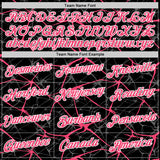 Custom Black Neon Pink Gray-White Abstract Network Crackle Performance T-Shirt