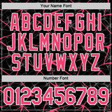 Custom Black Neon Pink Gray-White Abstract Network Crackle Performance T-Shirt