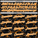 Custom Black Bay Orange Gray-White Abstract Network Crackle Performance T-Shirt