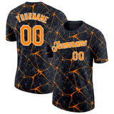 Custom Black Bay Orange Gray-White Abstract Network Crackle Performance T-Shirt