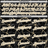 Custom Black Vegas Gold Gray-White Abstract Network Crackle Performance T-Shirt
