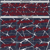 Custom Navy White Gray-Red Abstract Network Crackle Performance T-Shirt