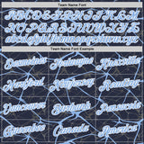 Custom Navy Light Blue Gray-White Abstract Network Crackle Performance T-Shirt