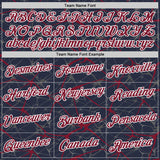 Custom Navy Crimson Gray-White Abstract Network Crackle Performance T-Shirt