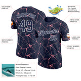 Custom Navy Medium Pink Gray-White Abstract Network Crackle Performance T-Shirt