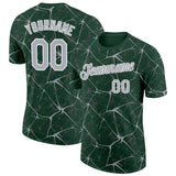 Custom Green Gray-White Abstract Network Crackle Performance T-Shirt
