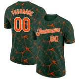 Custom Green Orange Gray-White Abstract Network Crackle Performance T-Shirt