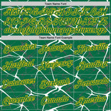 Custom Kelly Green White Gray-Yellow Abstract Network Crackle Performance T-Shirt