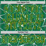 Custom Kelly Green White Gray-Yellow Abstract Network Crackle Performance T-Shirt