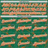 Custom Kelly Green Orange Gray-White Abstract Network Crackle Performance T-Shirt