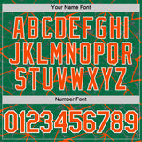Custom Kelly Green Orange Gray-White Abstract Network Crackle Performance T-Shirt