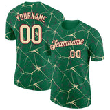 Custom Kelly Green Cream Gray-Crimson Abstract Network Crackle Performance T-Shirt