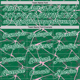 Custom Kelly Green Light Pink Gray-White Abstract Network Crackle Performance T-Shirt