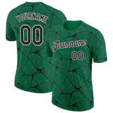 Custom Kelly Green Black Gray-White Abstract Network Crackle Performance T-Shirt