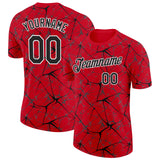 Custom Red Black Gray-White Abstract Network Crackle Performance T-Shirt