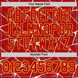 Custom Red White Gray-Yellow Abstract Network Crackle Performance T-Shirt