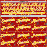 Custom Red Yellow Gray-White Abstract Network Crackle Performance T-Shirt