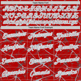 Custom Red Gray-White Abstract Network Crackle Performance T-Shirt