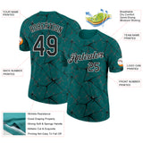 Custom Teal Black Gray-White Abstract Network Crackle Performance T-Shirt