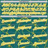 Custom Teal Yellow Gray-White Abstract Network Crackle Performance T-Shirt