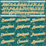 Custom Teal Old Gold Gray-White Abstract Network Crackle Performance T-Shirt