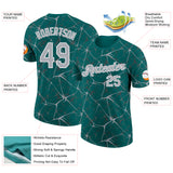 Custom Teal Gray-White Abstract Network Crackle Performance T-Shirt