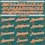 Custom Teal Orange Gray-White Abstract Network Crackle Performance T-Shirt