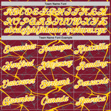 Custom Crimson Yellow Gray-White Abstract Network Crackle Performance T-Shirt