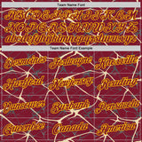 Custom Crimson Cream Gray-Yellow Abstract Network Crackle Performance T-Shirt