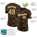 Custom Brown Old Gold Gray-White Abstract Network Crackle Performance T-Shirt