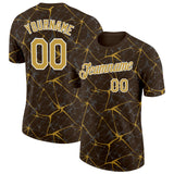 Custom Brown Old Gold Gray-White Abstract Network Crackle Performance T-Shirt