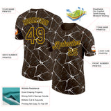 Custom Brown White Gray-Yellow Abstract Network Crackle Performance T-Shirt