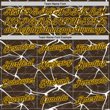 Custom Brown White Gray-Yellow Abstract Network Crackle Performance T-Shirt