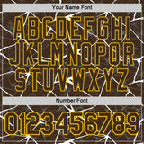 Custom Brown White Gray-Yellow Abstract Network Crackle Performance T-Shirt